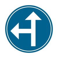 Panneau D3a: Obligation d’aller à gauche ou aller tout droit - Dia 700