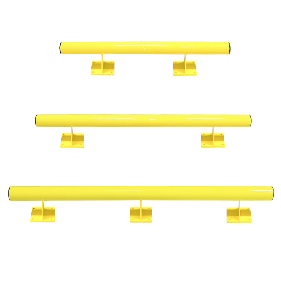 ronde beschermbalk - Ø 76 - 1500 x 200 x 160 mm - gepoedercoat - geel-2