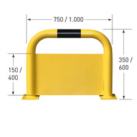 thumb-beschermbeugel met onderrijbeveiliging - 350 x 750 - gepoedercoat - geel/zwart-2
