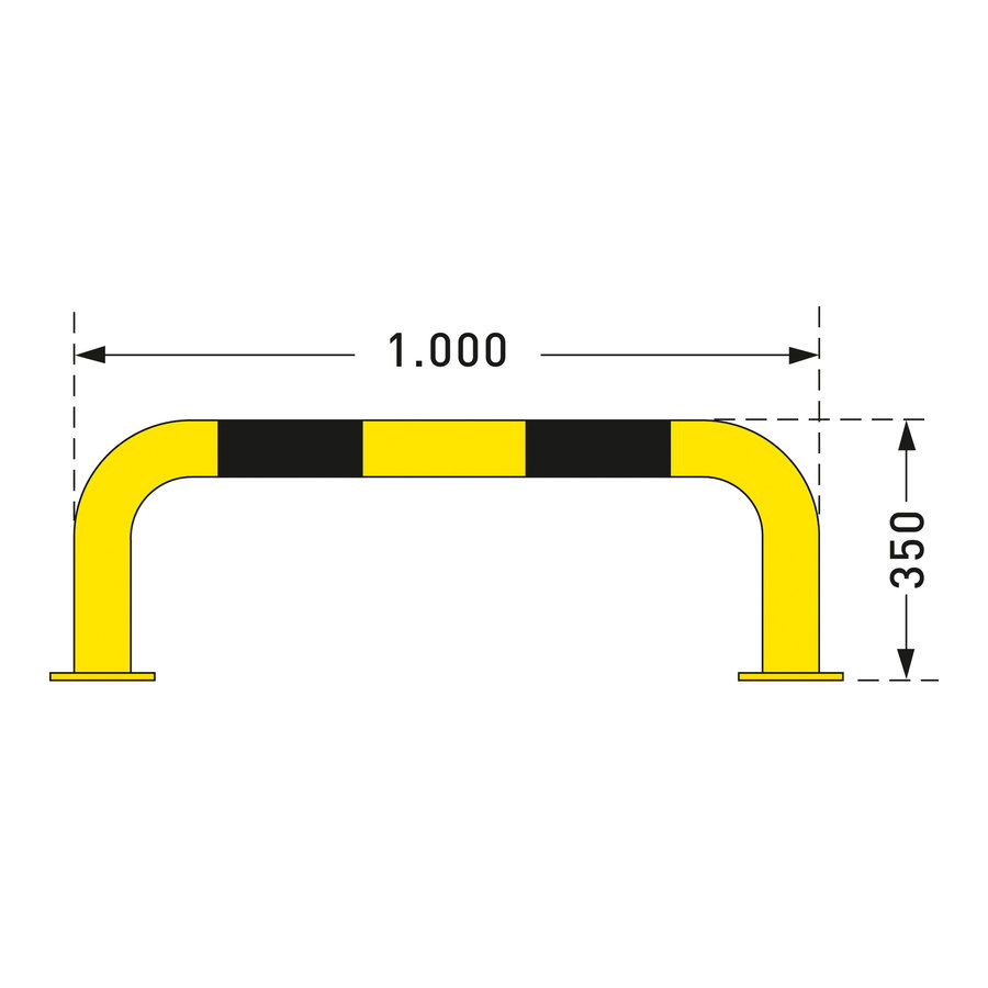 beschermbeugel 350 x 1000 mm - thermisch verzinkt en gepoedercoat - geel/zwart-2