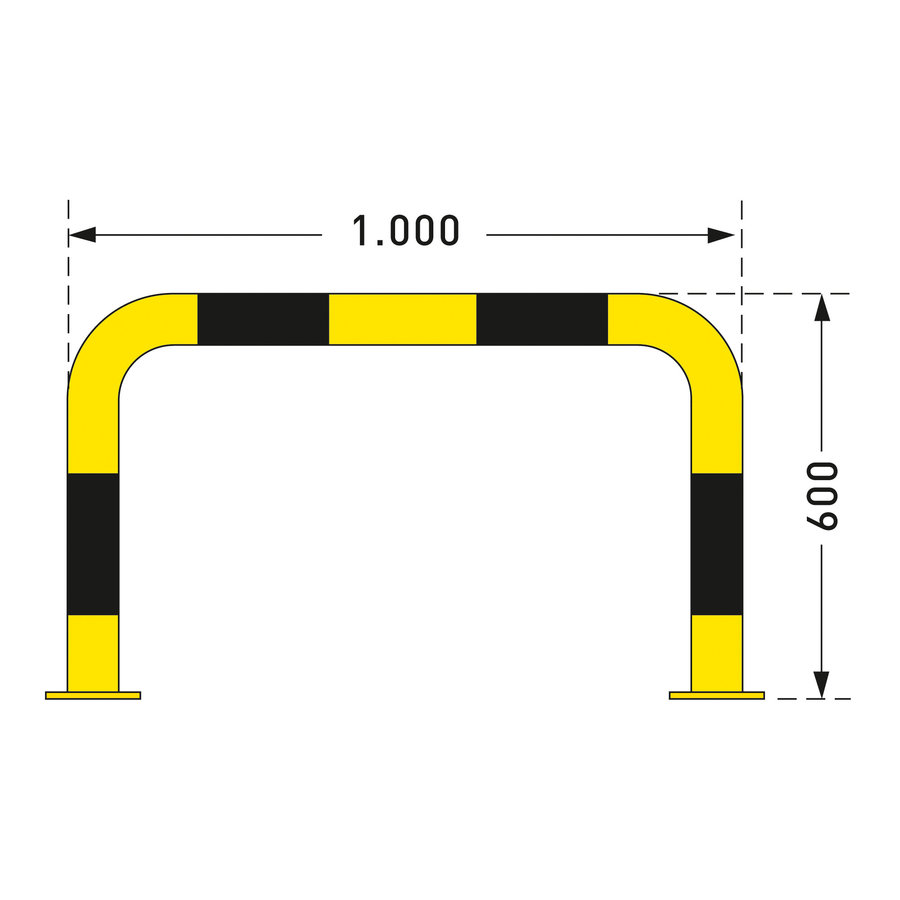 beschermbeugel 600 x 1000 mm - gepoedercoat - geel/zwart-3