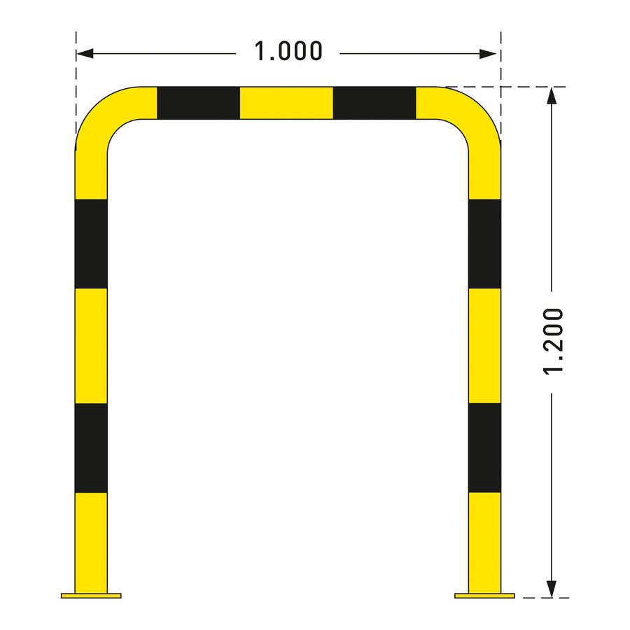 beschermbeugel 1200 x 1000 mm - gepoedercoat - geel/zwart-3