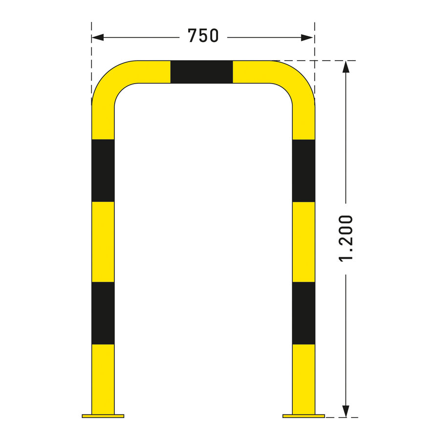 beschermbeugel 1200 x 750 mm - gepoedercoat - geel/zwart-3