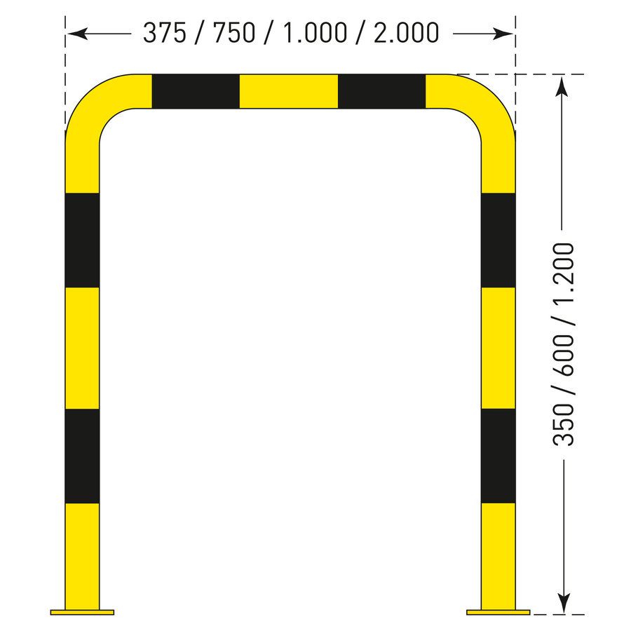 arceau de protection 1200 x 750 mm - galvanisé à chaud et thermolaqué - jaune/noir-3