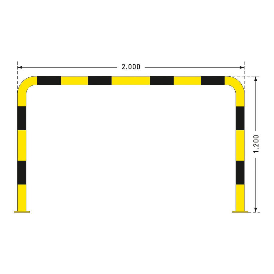 arceau de protection 1200 x 2000 mm - galvanisé à chaud et thermolaqué - jaune/noir-2