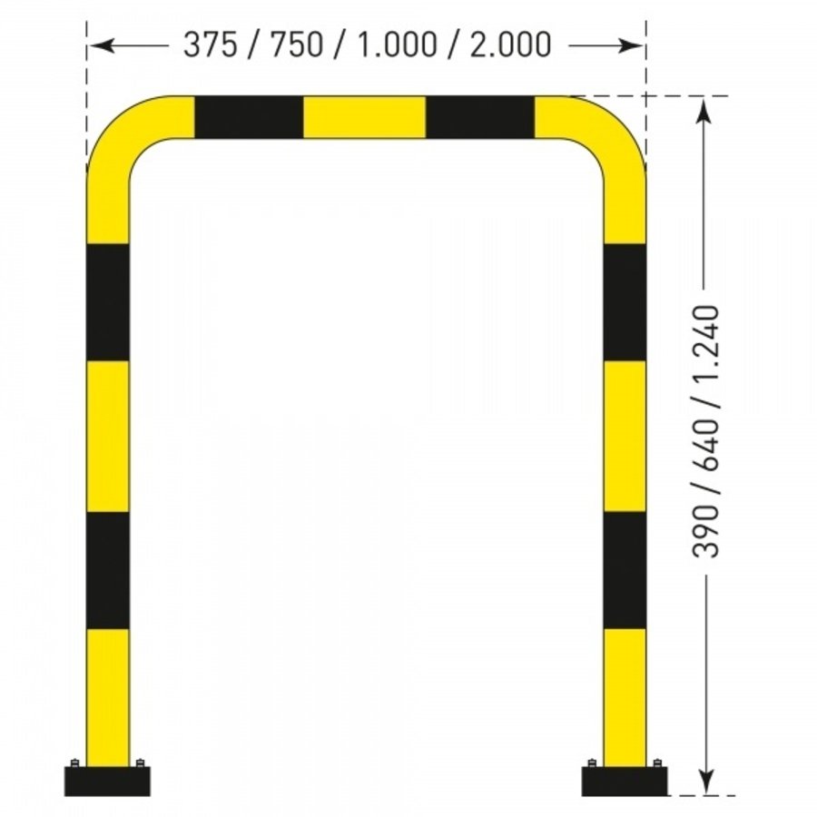 beschermbeugel SWING 390 x 1000 mm - gepoedercoat - geel/zwart-7