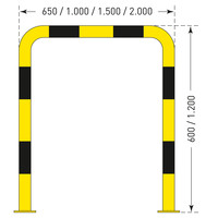 beschermbeugel XL - 600 x 1500 - gepoedercoat - geel/zwart