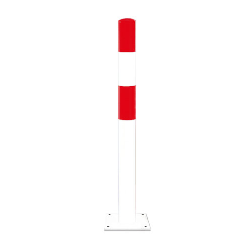 poteau de protection Ø 90mm (S) sur platine - blanc/rouge 