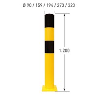 thumb-poteau de protection Ø 90mm (S) sur platine - galvanisé à chaud et thermolaqué - jaune/noir-2