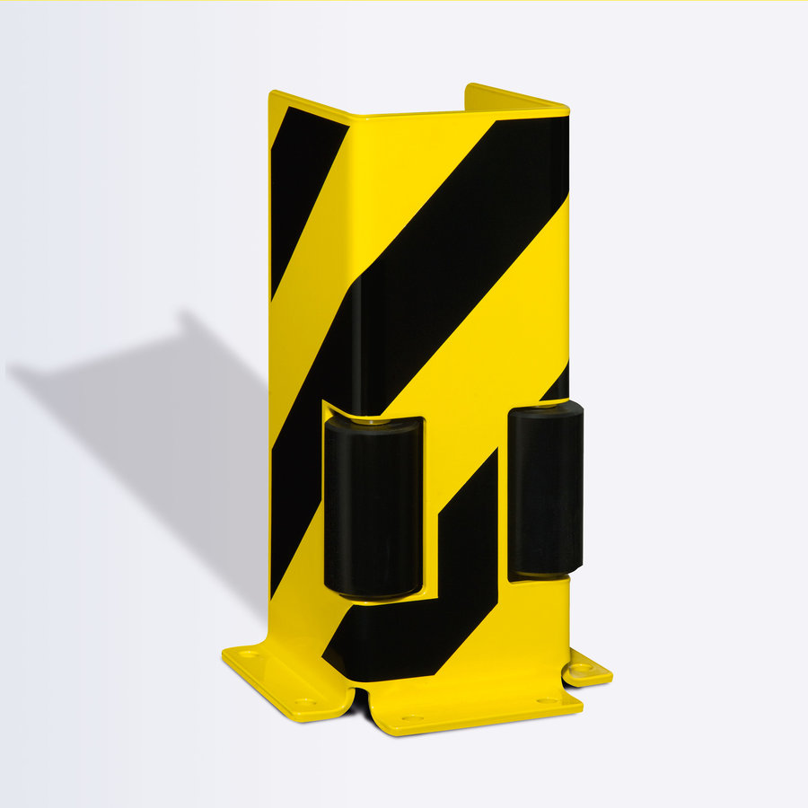 protecteur de colonne avec rouleaux de guidage - 400 x 160 x 160 mm - noir/jaune-1