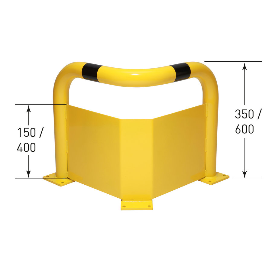 hoekbeschermbeugel met onderrijbeveiliging - 350 x 600 x 600 - gepoedercoat - geel/zwart-2