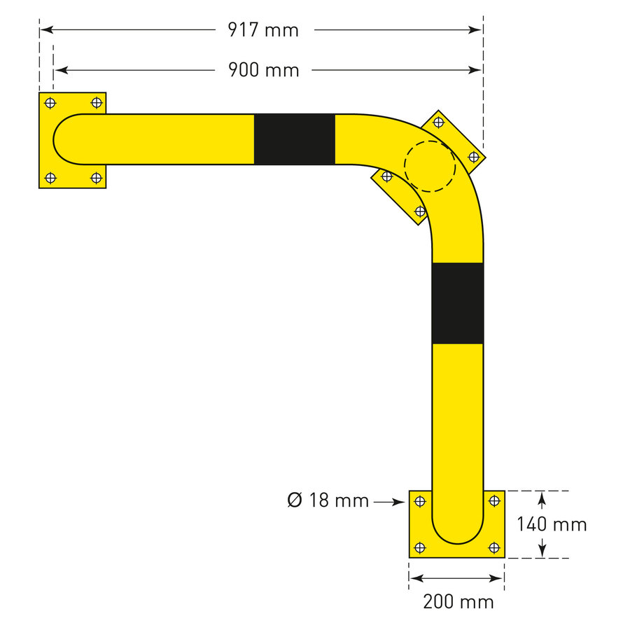 arceau de protection d'angle XL - 1200 x 900 x 900 - galvanisé à chaud et thermolaqué - jaune/noir-4