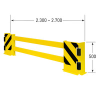 rek en hoekbeschermer met geleiderollen (B) - 2300/2700 x 500 x 190 mm - zwart/geel