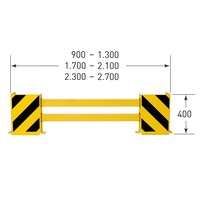 rek- en hoekbeschermer (C) - 2300/2700 x 400 x 190 mm - zwart/geel