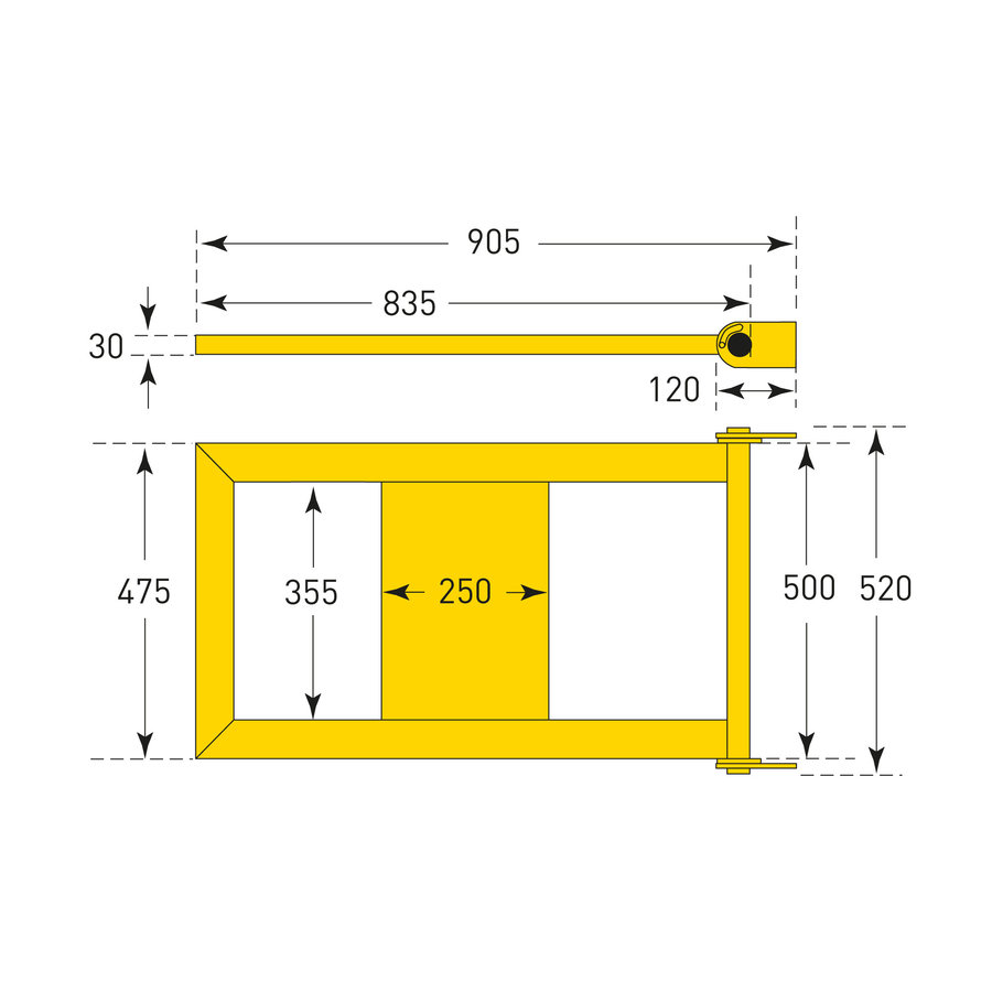 portillon pneumatique pour rambarde S-Line - thermolaqué - jaune-2