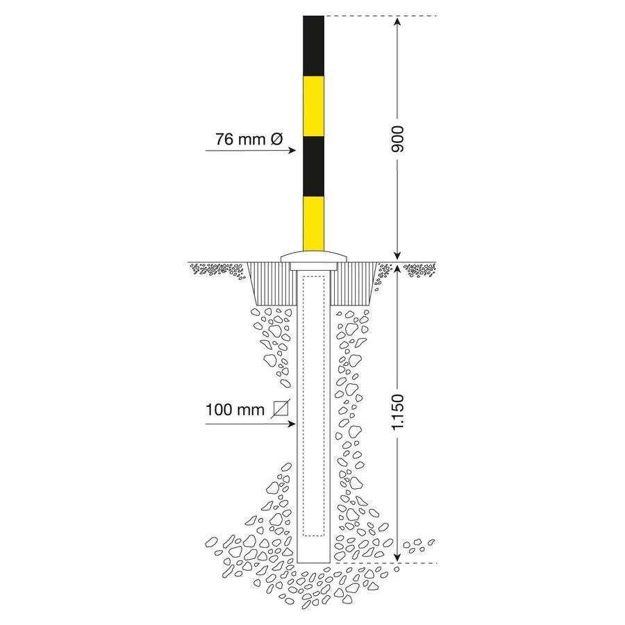 PARAT-Lift verzonken afzetpaal - manueel - thermisch verzinkt en gelakt - geel/zwart-2