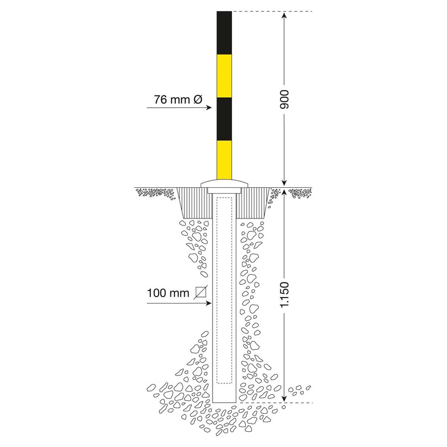 Poteau de délimitation escamotable PARA-Lift - manuel - galvanisé à chaud et laqué - jaune/noir-2