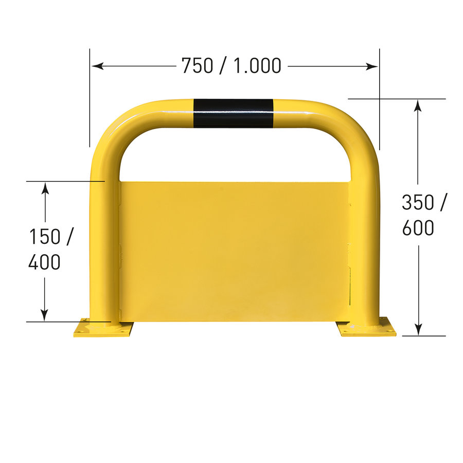 beschermbeugel met onderrijbeveiliging - 600 x 750 - gepoedercoat - geel/zwart-2