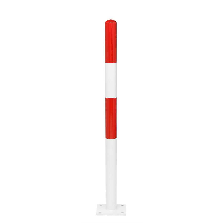 MORION vaste afzetpaal Ø 60 mm op voetplaat - geen kettingogen - thermisch verzinkt en rood/wit gepoedercoat-1