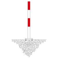 thumb-MORION vaste afzetpaal Ø 60 mm op voetplaat - geen kettingogen - thermisch verzinkt en rood/wit gepoedercoat-2