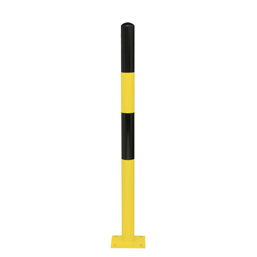 MORION vaste afzetpaal Ø 60 mm op voetplaat - geen kettingogen - thermisch verzinkt en geel/zwart gepoedercoat-1