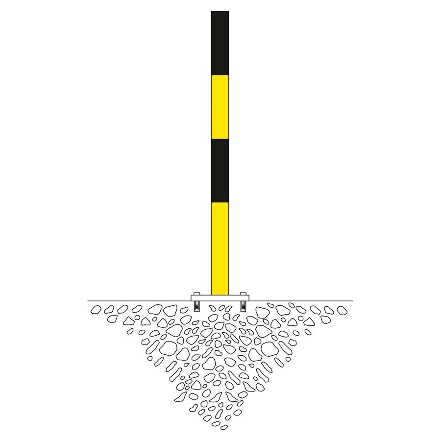 MORION poteau de délimitation Ø 60 mm sur platine - sans anneaux de chaîne - galvanisé à chaud et thermolaqué jaune/noir-2