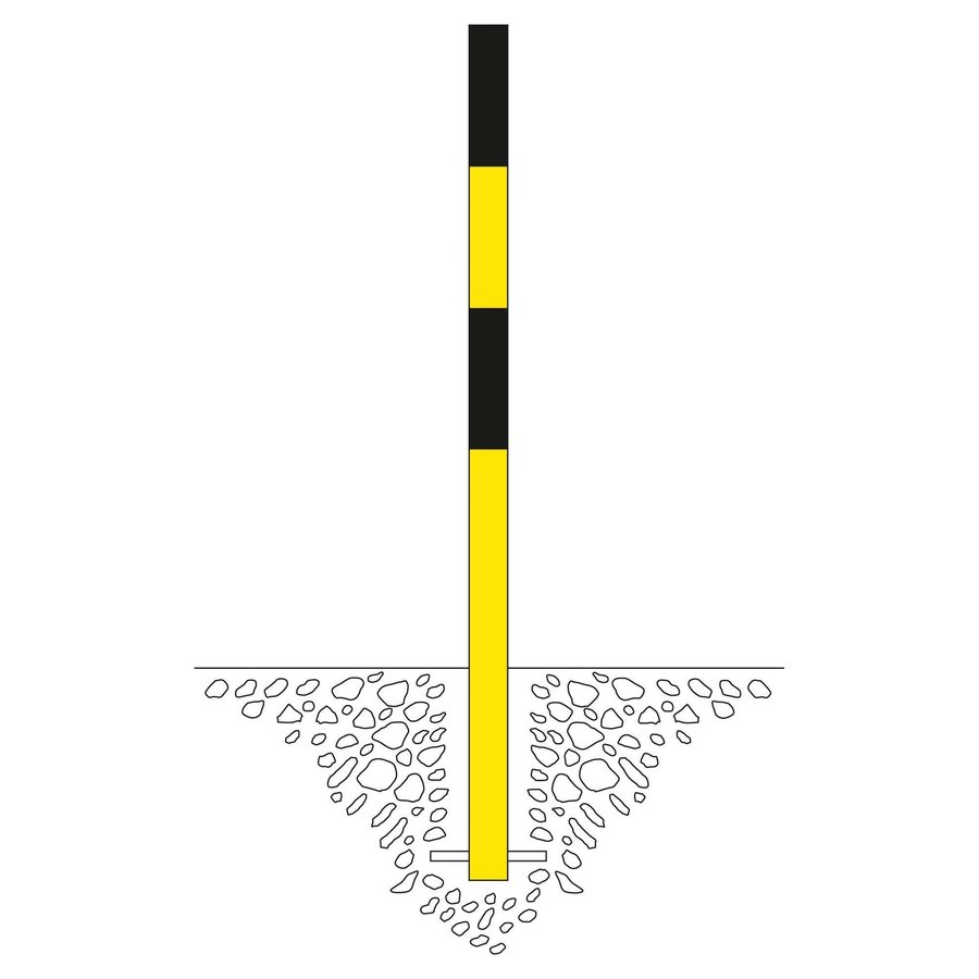 MORION poteau de délimitation Ø 60 mm à bétonner - sans anneaux de chaîne - galvanisé à chaud et thermolaqué jaune/noir-2