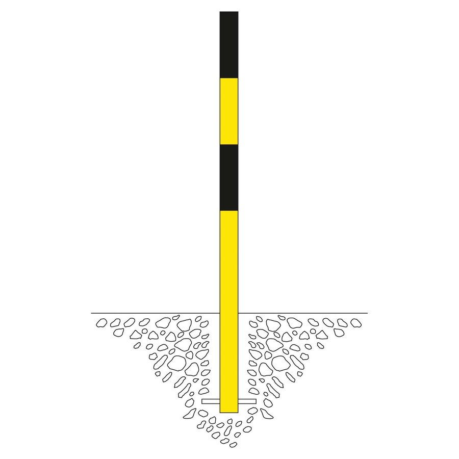 MORION vaste afzetpaal Ø 60 mm om in te betonneren - geen kettingogen - thermisch verzinkt en geel/zwart gepoedercoat-2