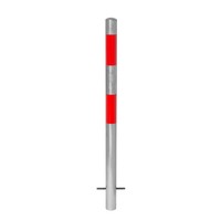 thumb-MORION vaste afzetpaal Ø 60 mm om in te betonneren - geen kettingogen - thermisch verzinkt - rood reflecterende signalisatie banden-1