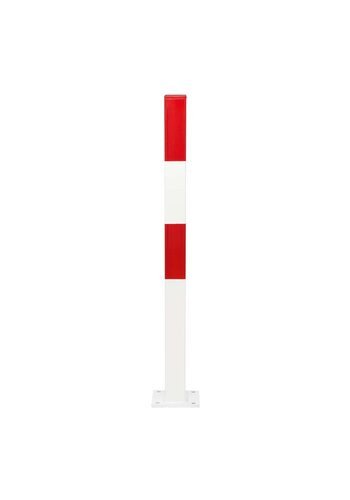 afzetpaal 70x70 mm op voetplaat-0 kettingogen-gepoedercoat -rood/wit 