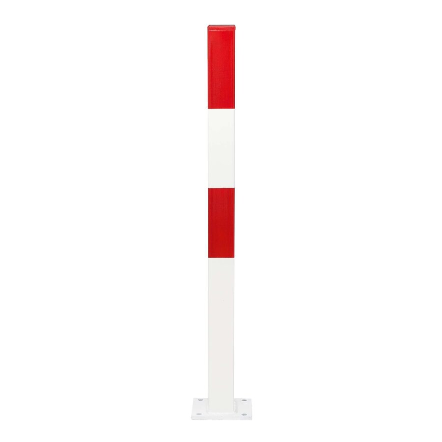 MORION vaste afzetpaal 70 x 70 mm - op voetplaat - geen kettingogen - rood/wit gepoedercoat-1