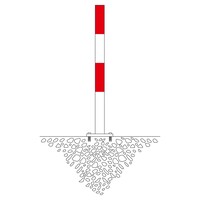 thumb-MORION poteau de délimitation 70 x 70 mm sur platine - sans anneaux de chaîne - thermolaqué rouge/blanc-2