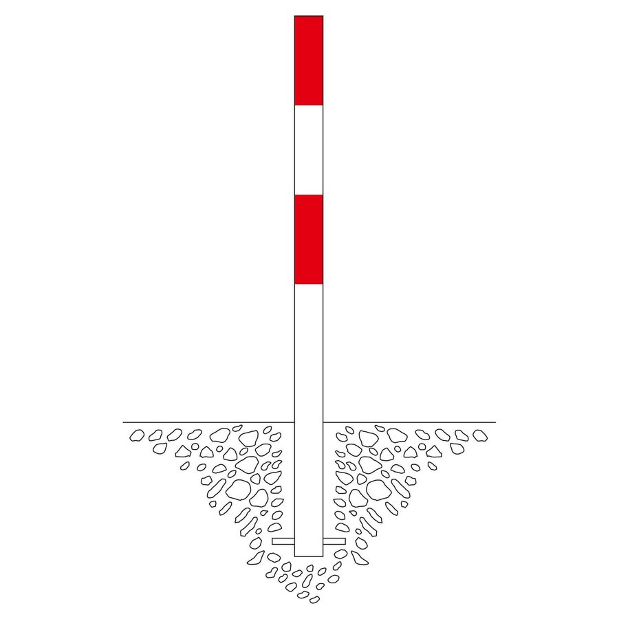 MORION vaste afzetpaal 70 x 70 mm om in te betonneren - geen kettingogen - rood/wit gepoedercoat-2