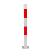 thumb-MORION poteau de délimitation 70 x 70 mm sur platine - sans anneaux de chaîne - galvanisé à chaud - bandes de signalisation réfléchissantes rouges-1