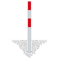 thumb-MORION poteau de délimitation 70 x 70 mm à bétonner - sans anneaux de chaîne - galvanisé à chaud - bandes de signalisation réfléchissantes rouges-2