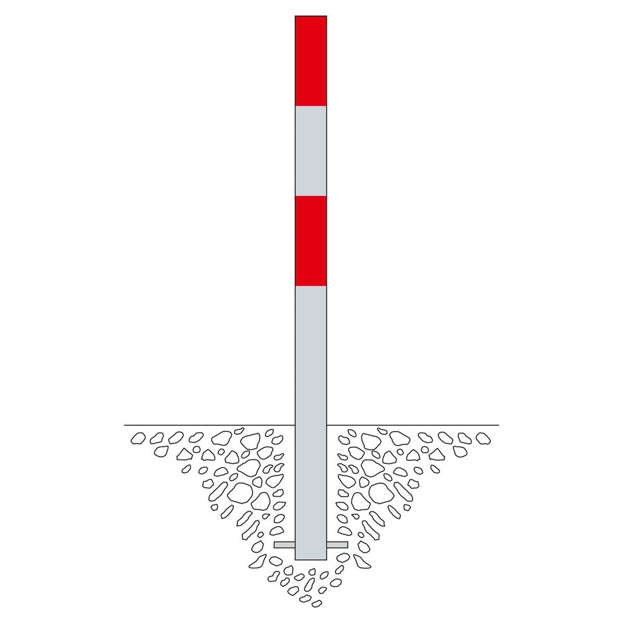 MORION poteau de délimitation 70 x 70 mm à bétonner - sans anneaux de chaîne - galvanisé à chaud - bandes de signalisation réfléchissantes rouges-2