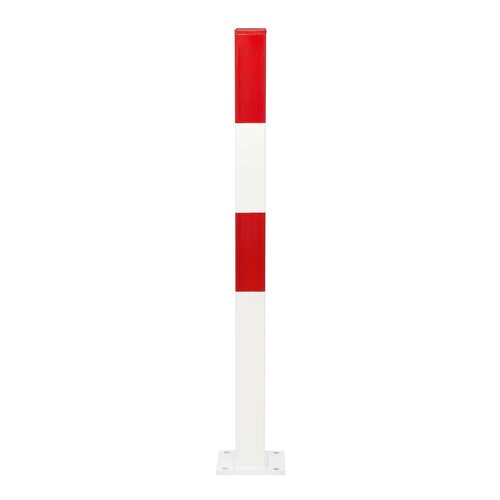 afzetpaal 70x70 mm op voetplaat-0 kettingogen-verzinkt-rood/wit 