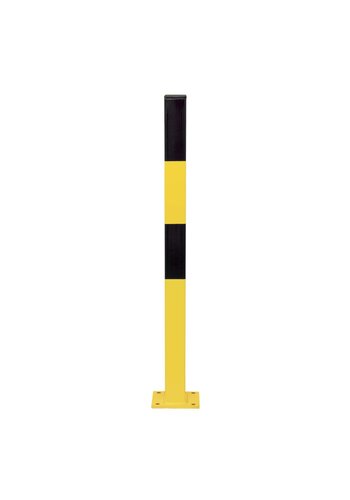 afzetpaal 70x70 mm op voetplaat-0 kettingogen-verzinkt-geel/zwart 