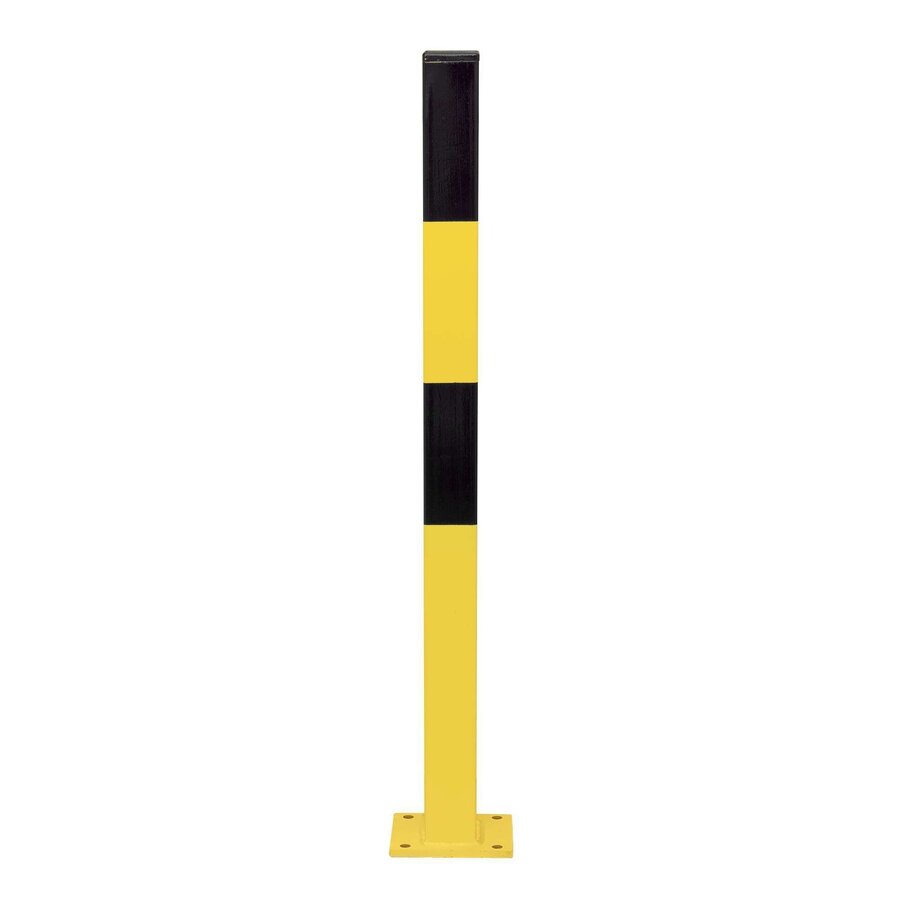 MORION vaste afzetpaal 70 x 70 mm op voetplaat - geen kettingogen - thermisch verzinkt en geel/zwart gepoedercoat-1