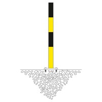 thumb-MORION poteau de délimitation 70 x 70 mm sur platine - sans anneaux de chaîne - galvanisé à chaud et thermolaqué jaune/noir-2