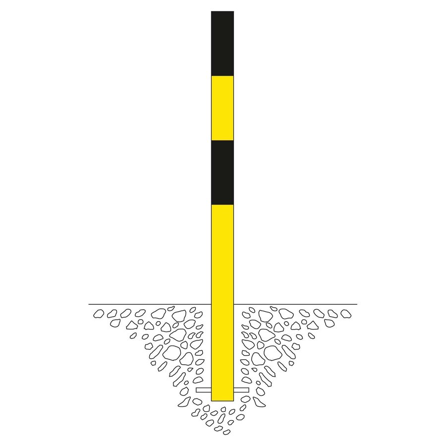 MORION vaste afzetpaal 70 x 70 mm om in te betonneren - geen kettingogen - thermisch verzinkt en geel/zwart gepoedercoat-2