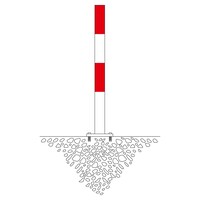 thumb-MORION vaste afzetpaal Ø 76 mm op voetplaat - geen kettingogen - thermisch verzinkt en rood/wit gepoedercoat-2