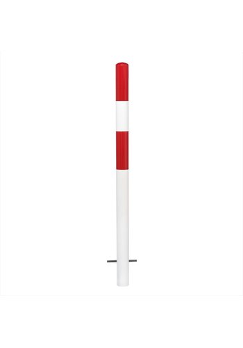 poteau de délimitation fixe Ø 76 mm-0 anneaux-zingué-rouge/blanc 