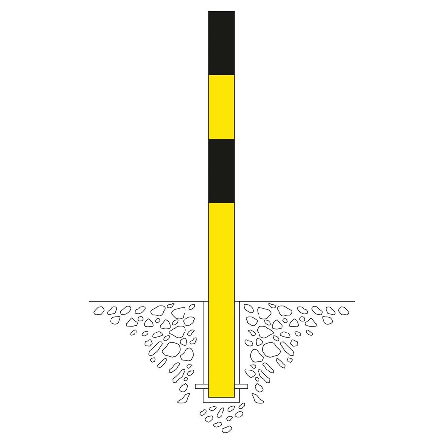 MORION vaste afzetpaal Ø 76 mm om in te betonneren - geen kettingogen - thermisch verzinkt en geel/zwart gepoedercoat-2