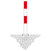 thumb-MORION poteau de délimitation Ø 90 mm sur platine - sans anneaux de chaîne - thermolaqué rouge/blanc-2