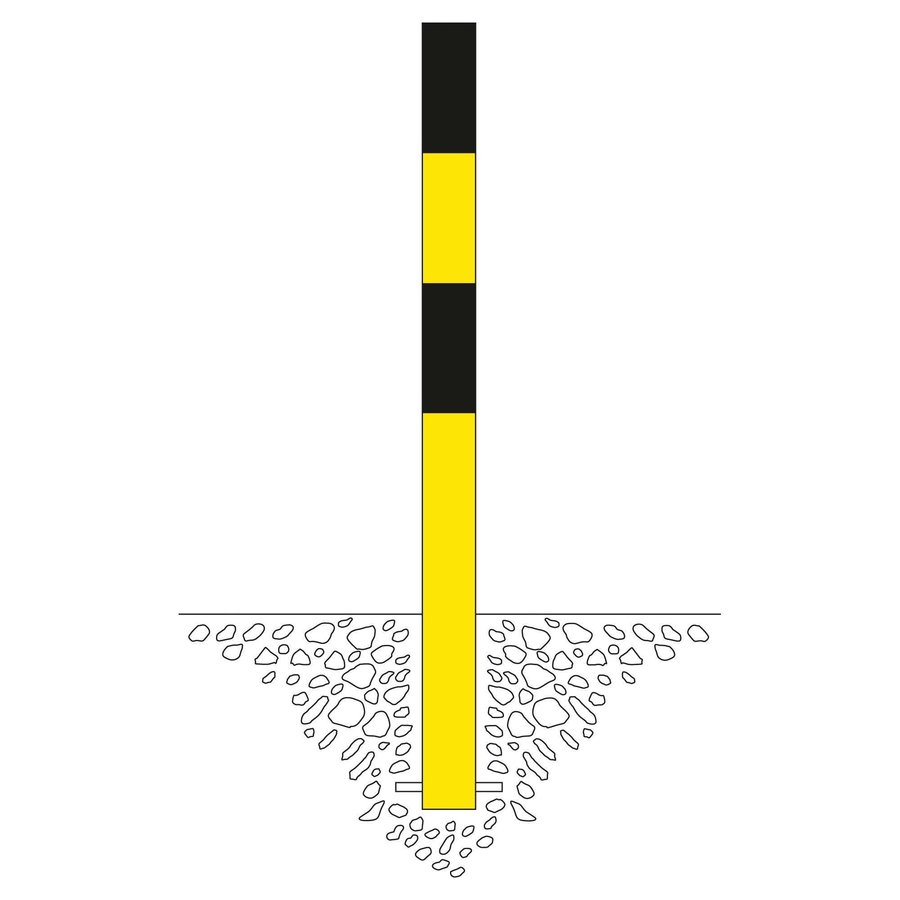 MORION vaste afzetpaal Ø 90 mm om in te betonneren - geen kettingogen - thermisch verzinkt en geel/zwart gepoedercoat-2