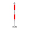 MORION MORION vaste afzetpaal Ø 60 mm - op voetplaat - twee kettingogen - thermisch verzinkt met rode reflecterende banden
