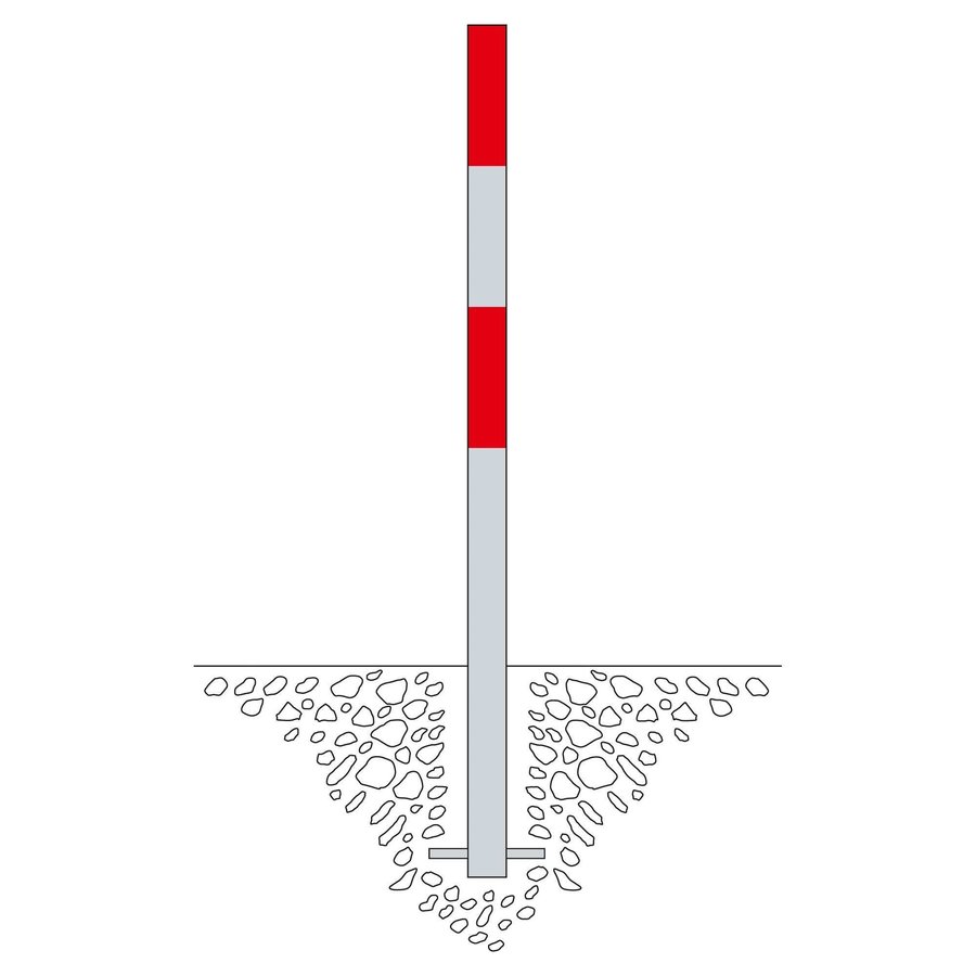 MORION poteau de délimitation Ø 60 mm à bétonner - un anneau de chaîne - galvanisé à chaud - bandes de signalisation réfléchissantes rouges-2