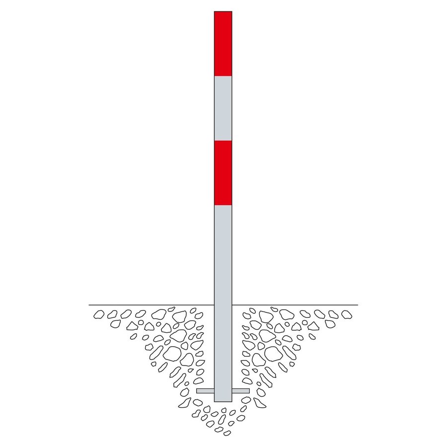 MORION vaste afzetpaal Ø 60 mm om in te betonneren - één kettingoog - thermisch verzinkt - rood reflecterende signalisatie banden-2