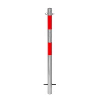 thumb-MORION vaste afzetpaal Ø 60 mm om in te betonneren - twee kettingogen - thermisch verzinkt - rood reflecterende signalisatie banden-1